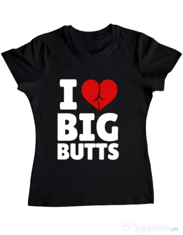 Tricou ADLER dama I love big butts Negru