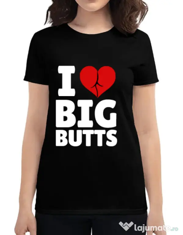 Tricou ADLER dama I love big butts Negru