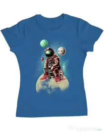 Tricou ADLER dama Astronaut - DJ Albastru azuriu