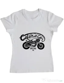 Tricou ADLER dama Caferacer Alb