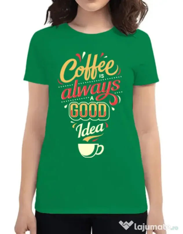 Tricou ADLER dama Coffee is always a good idea Verde mediu