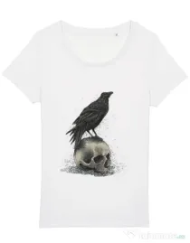 Tricou STANLEY STELLA dama Crow skull Alb