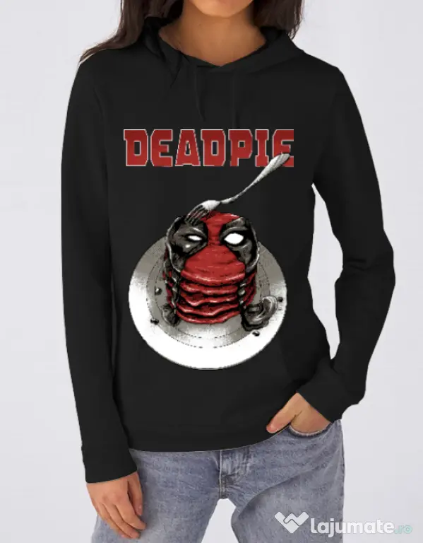 Hoodie dama cu gluga Deadpie Negru