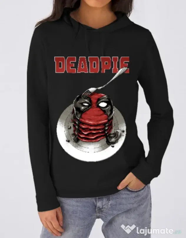 Hoodie dama cu gluga Deadpie Negru