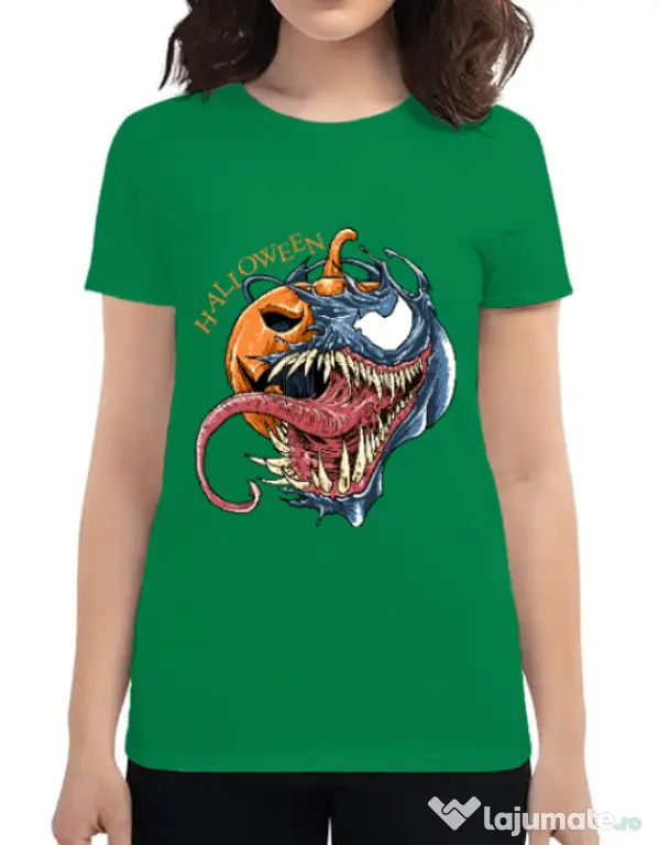 Tricou ADLER dama Halloween Venom Verde mediu