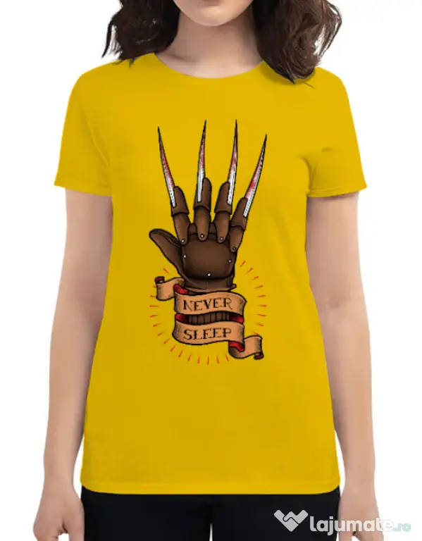 Tricou ADLER dama Never sleep Galben