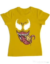 Tricou ADLER dama Venom pizza Galben