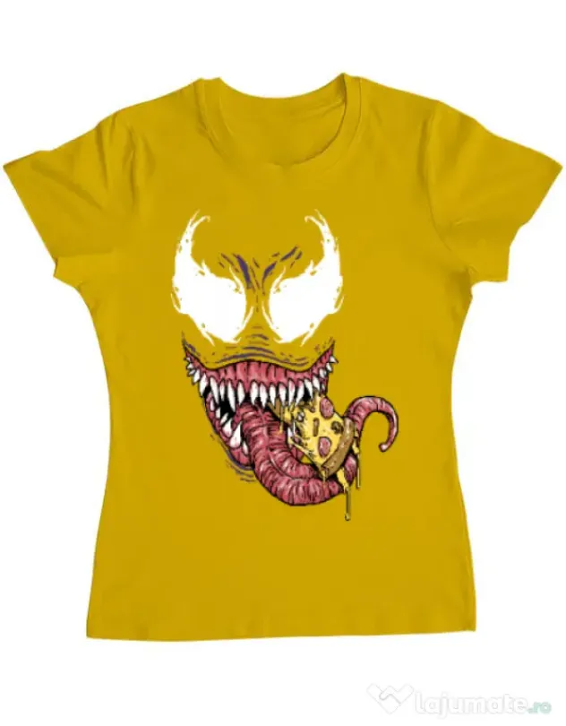 Tricou ADLER dama Venom pizza Galben