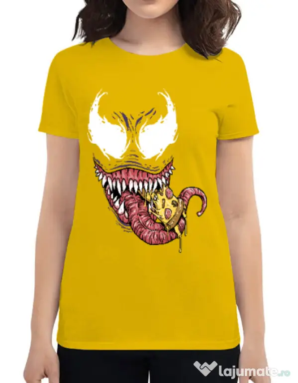 Tricou ADLER dama Venom pizza Galben