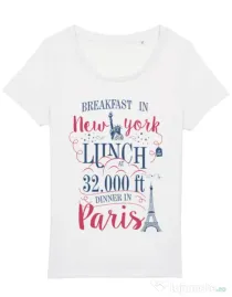 Tricou STANLEY STELLA dama Breakfast in New York Alb
