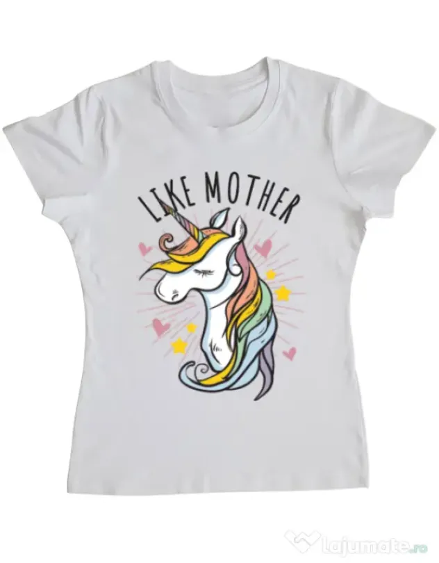 Tricou ADLER dama Like mother Alb