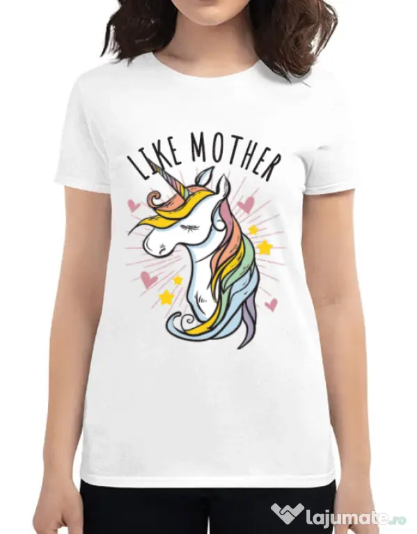 Tricou ADLER dama Like mother Alb