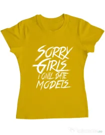 Tricou ADLER dama Sorry girls Galben