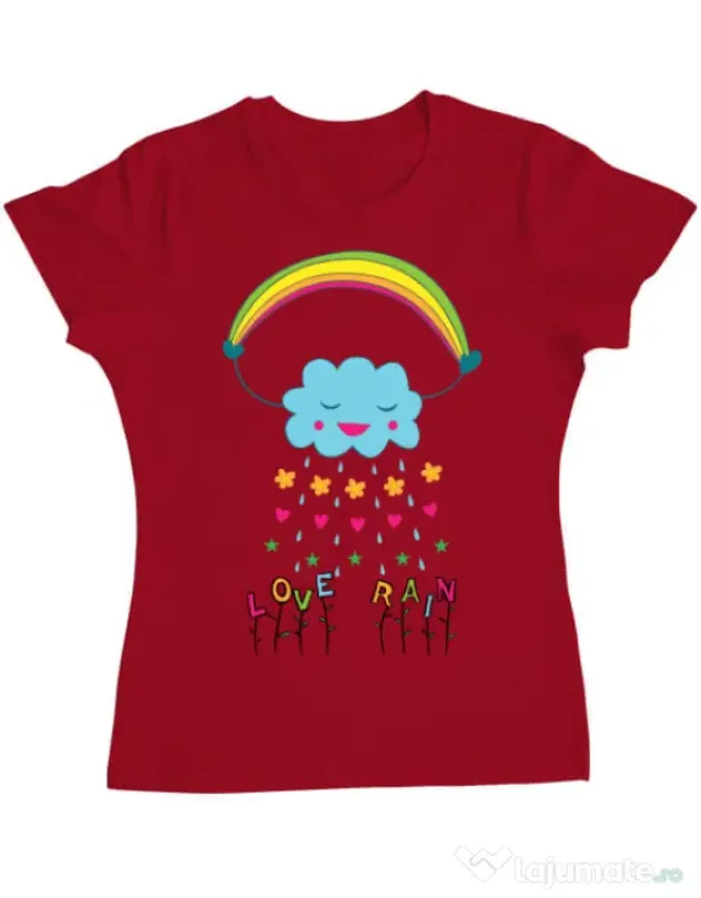 Tricou ADLER dama Love rain Rosu