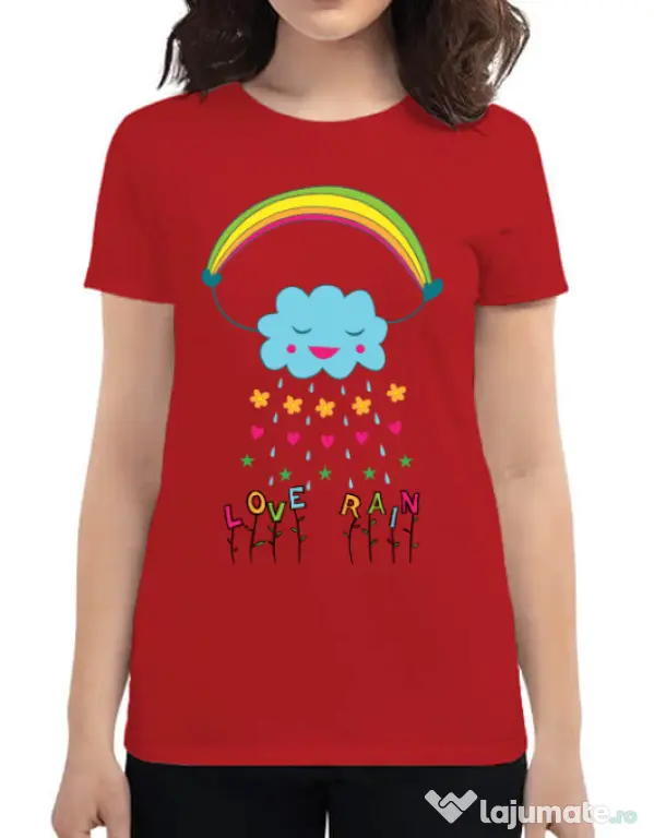 Tricou ADLER dama Love rain Rosu