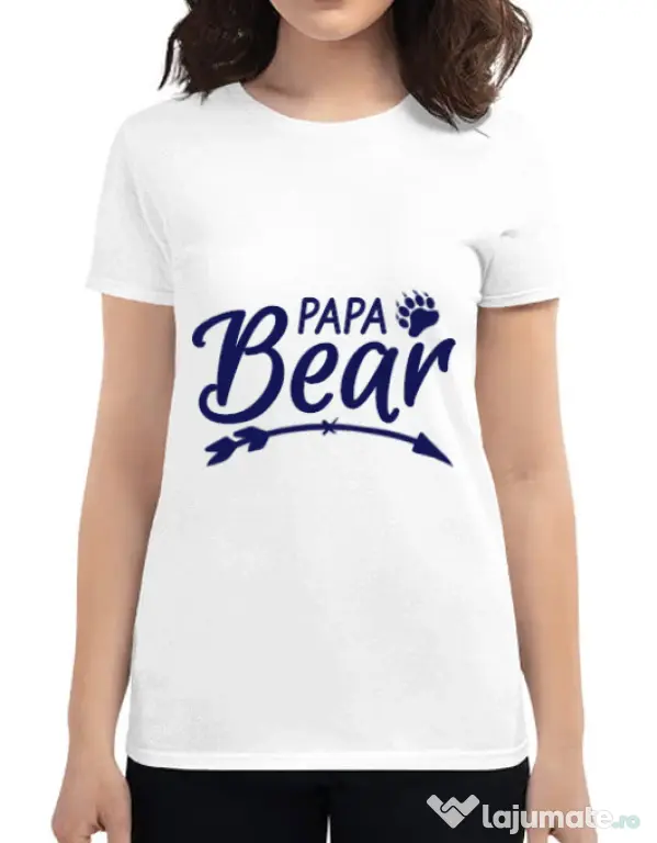 Tricou ADLER dama Papa bear Alb