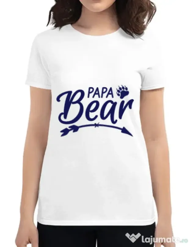 Tricou ADLER dama Papa bear Alb