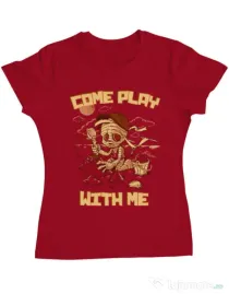 Tricou ADLER dama Come play with me Rosu