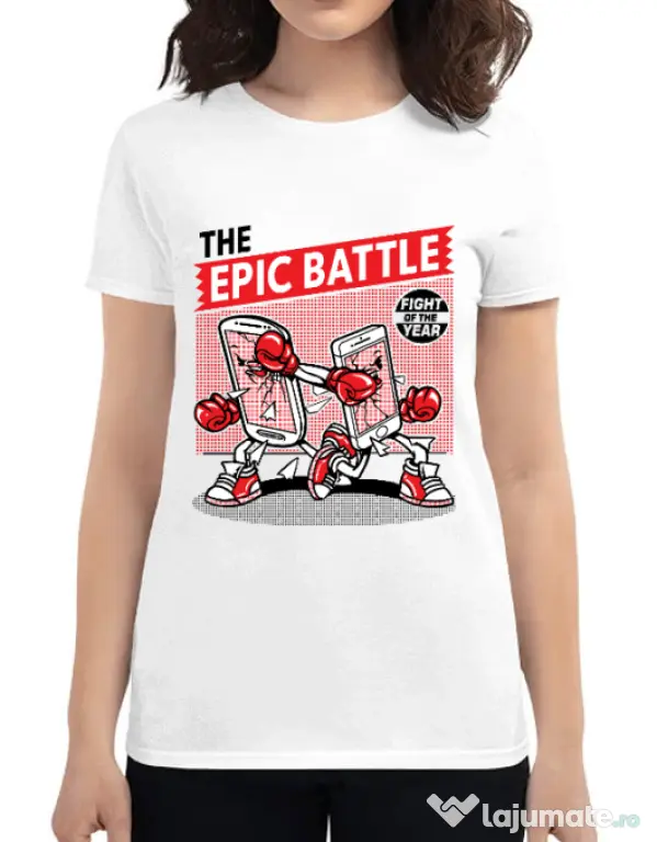 Tricou ADLER dama Epic battle Alb
