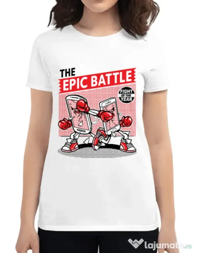 Tricou ADLER dama Epic battle Alb