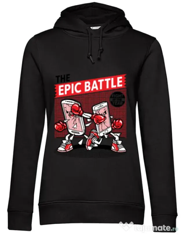 Hoodie dama cu gluga Epic battle Negru