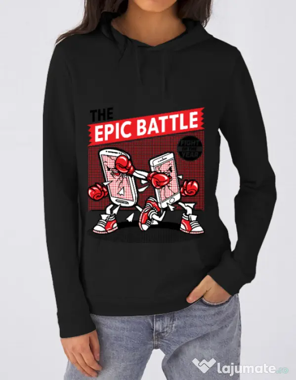 Hoodie dama cu gluga Epic battle Negru