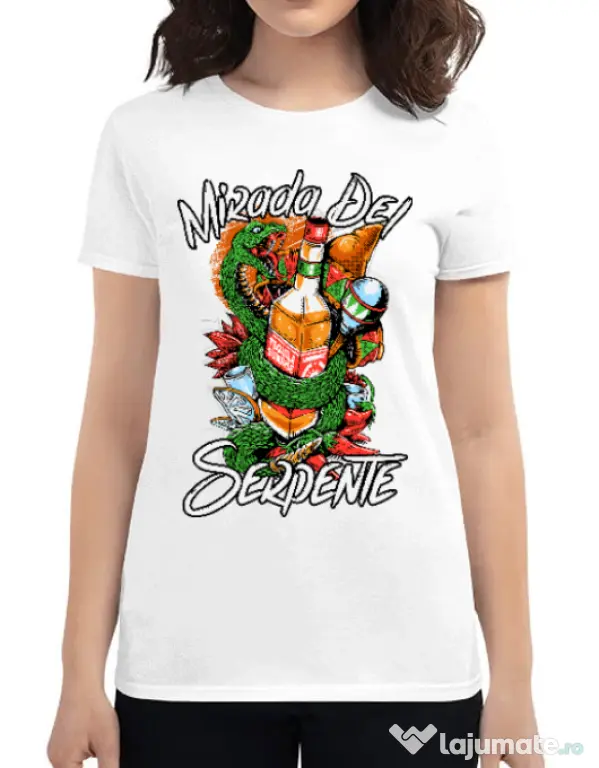 Tricou ADLER dama Mirada Del Serpiente Alb