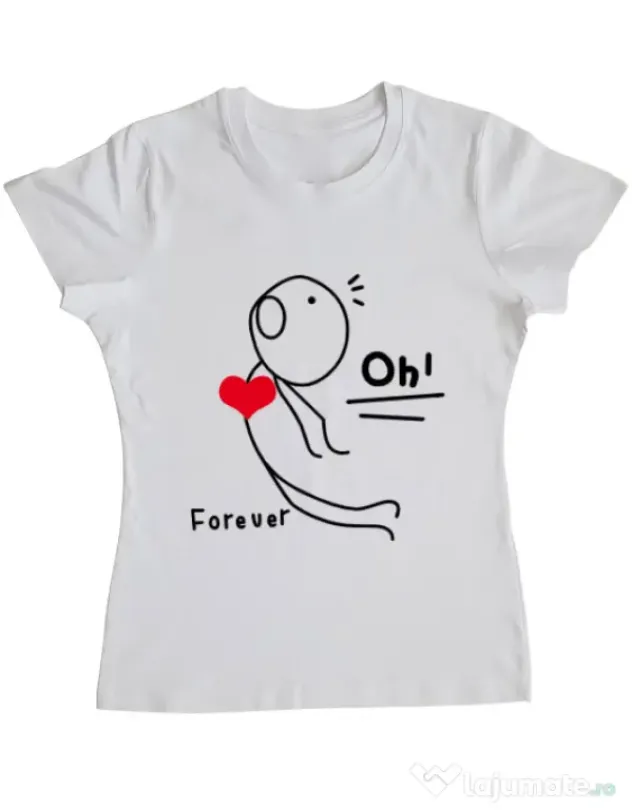 Tricou ADLER dama Our love story 2 Alb