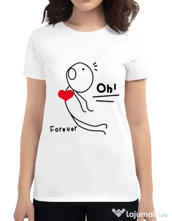 Tricou ADLER dama Our love story 2 Alb