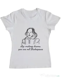 Tricou ADLER dama Stop making drama Alb