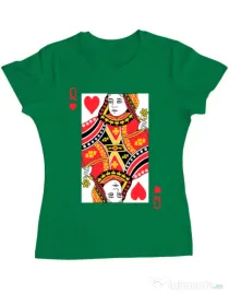 Tricou ADLER dama Queen of hearts Verde mediu