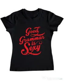 Tricou ADLER dama Good grammar Negru