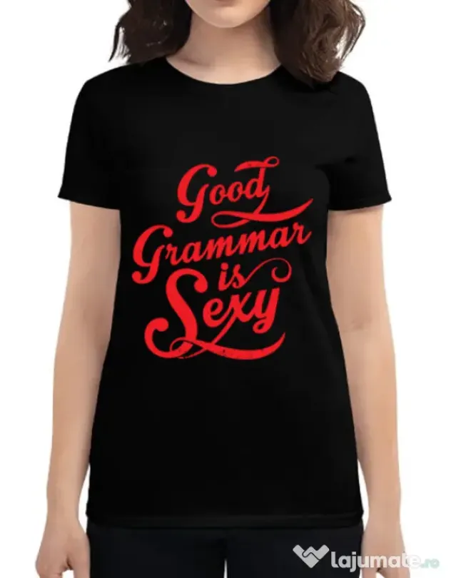 Tricou ADLER dama Good grammar Negru