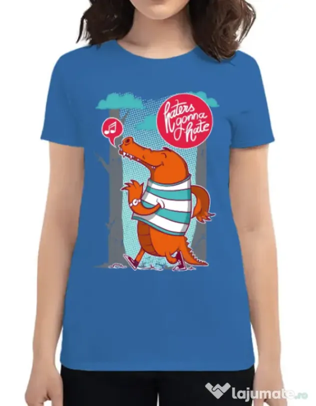 Tricou ADLER dama Haters gonna hate Albastru azuriu