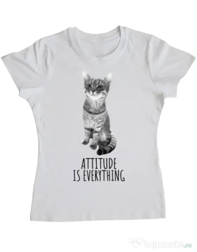 Tricou ADLER dama Attitude is everything Alb