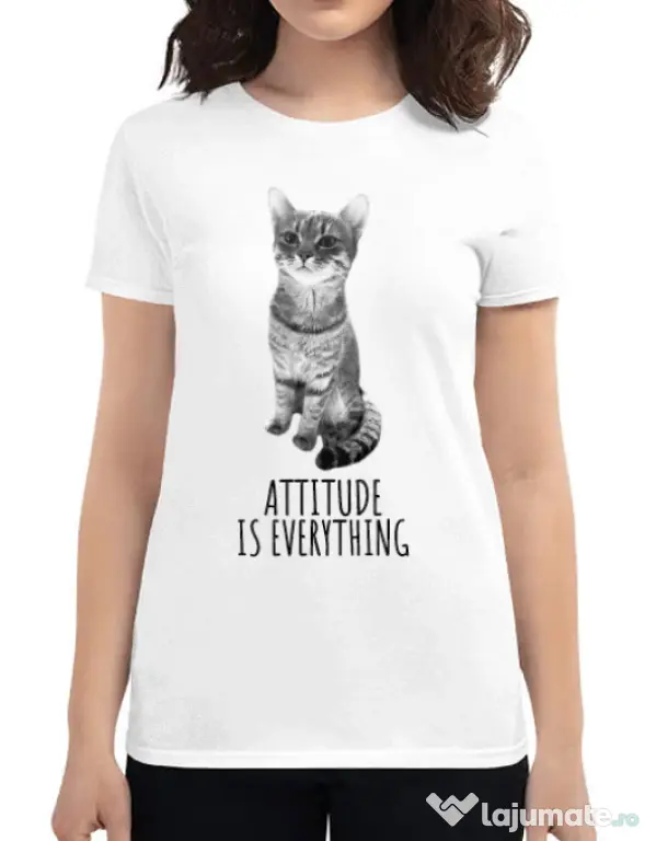 Tricou ADLER dama Attitude is everything Alb