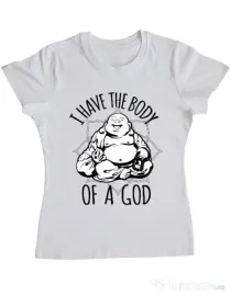 Tricou ADLER dama Body of a god Alb