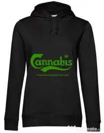 Hoodie dama cu gluga Cannabis Negru