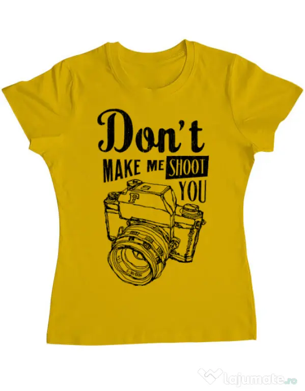 Tricou ADLER dama Dont make me shoot you Galben