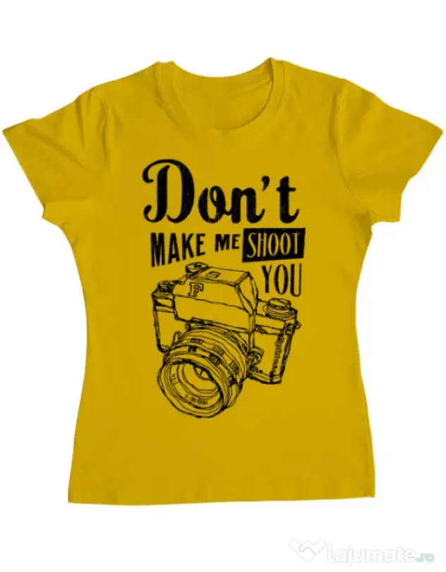 Tricou ADLER dama Dont make me shoot you Galben