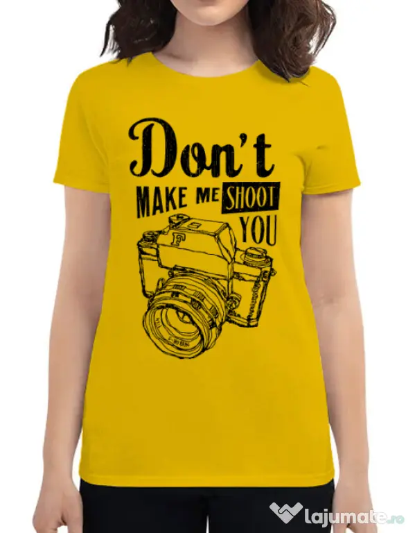 Tricou ADLER dama Dont make me shoot you Galben
