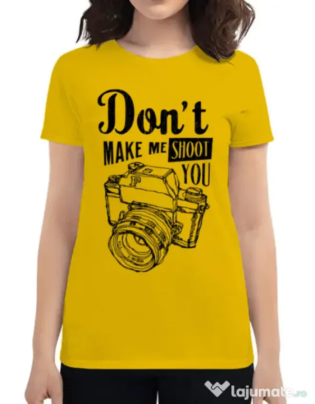 Tricou ADLER dama Dont make me shoot you Galben