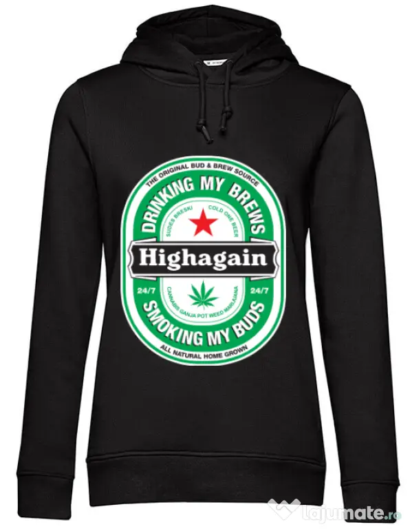 Hoodie dama cu gluga Highagain Negru