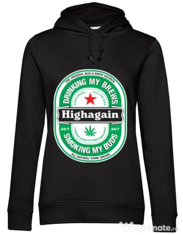Hoodie dama cu gluga Highagain Negru