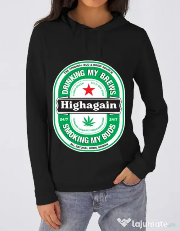 Hoodie dama cu gluga Highagain Negru