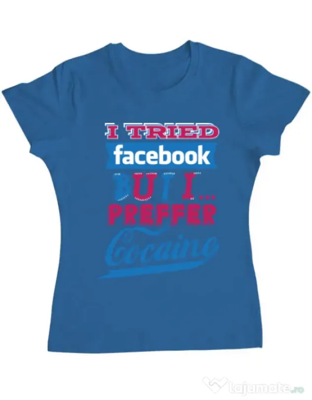 Tricou ADLER dama I tried Bacebook Albastru azuriu