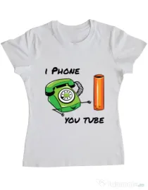 Tricou ADLER dama Iphone youtube Alb
