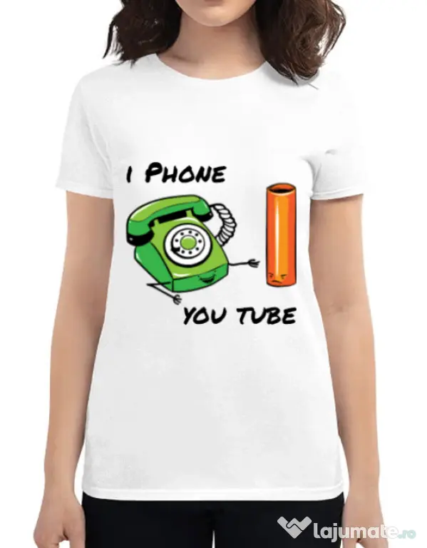 Tricou ADLER dama Iphone youtube Alb