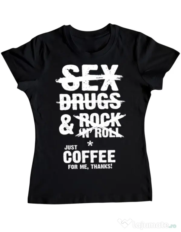 Tricou ADLER dama Just coffee for me Negru