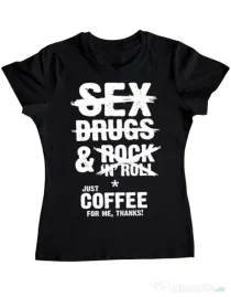 Tricou ADLER dama Just coffee for me Negru